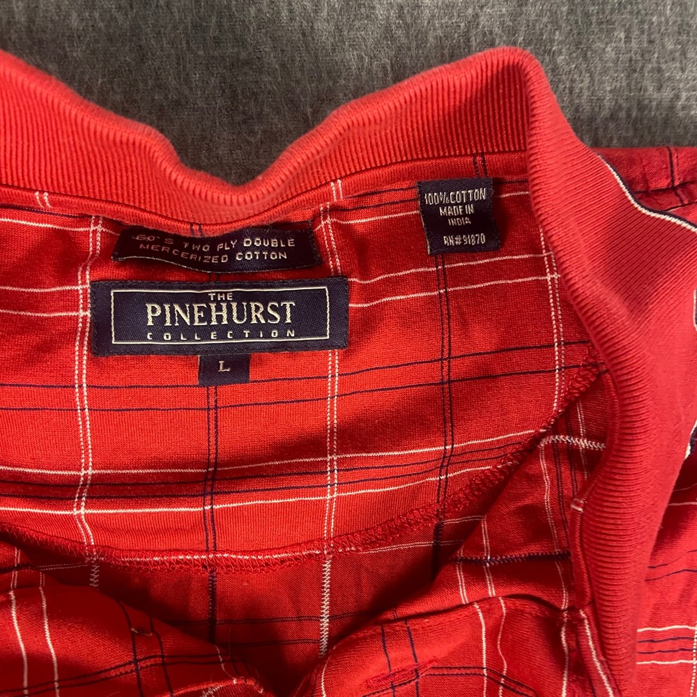 Pinehurst Collection Men's Red Plaid Golf Polo Shirt Large - Picture 2 of 9